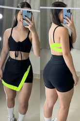 Conjunto Short Saia Preto Neon
