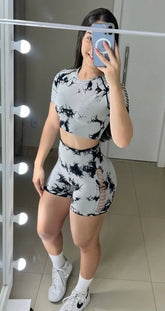 Conjunto Short Grey Rajado