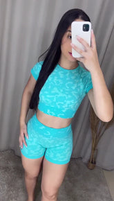Conjunto Short Azul Camuflado